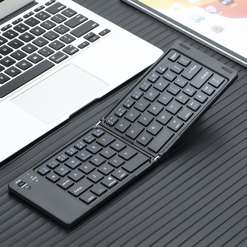 Home Portable Wireless Bluetooth Two Fold Keyboard - Black