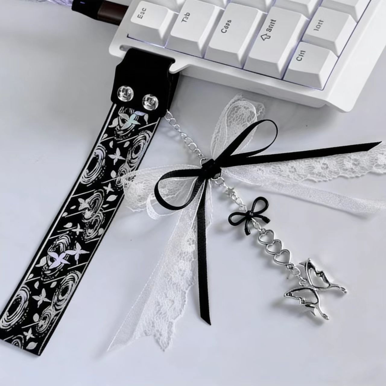 Black Dusk Butterfly Keyboard Ribbon Handmade Decorative Keyboard Acc...