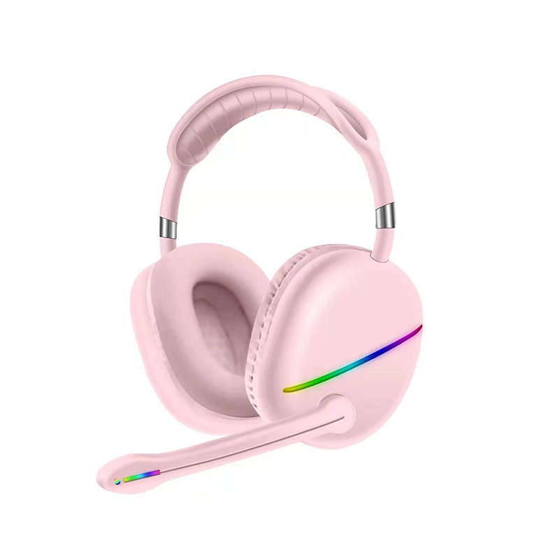 Headset Bluetooth Headset RGB Luminous Wireless - Pink