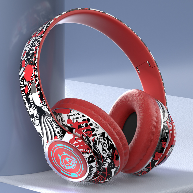 Headset Bluetooth Headset E-sports Games Music Folding Card - Red