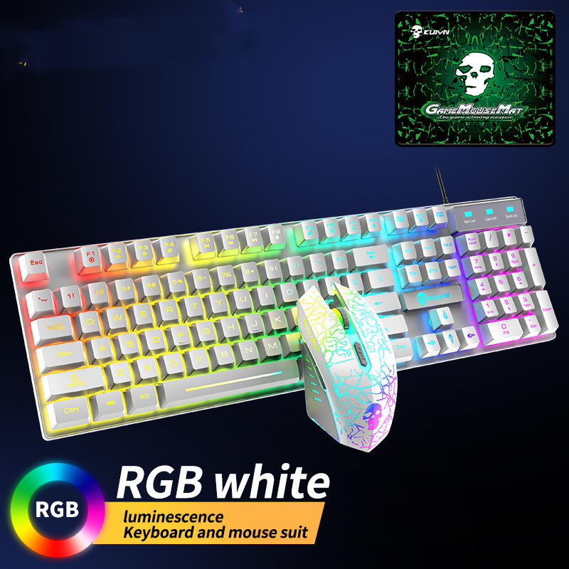 Kuiying T6RGB Luminous Keyboard And Mouse Set - White-RGB glow