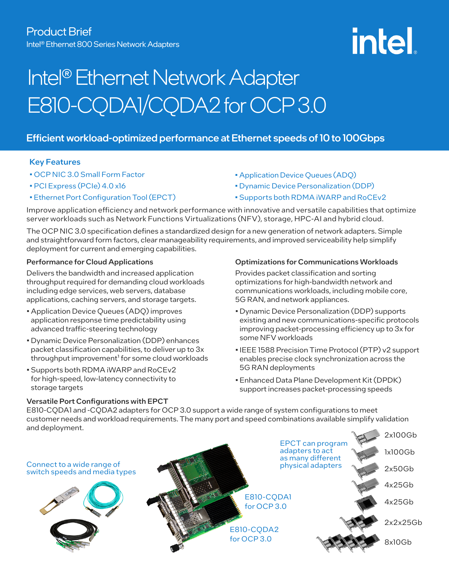 Intel Networking E810CQDA2OCPV3 Ethernet Network Adapter OCP3.0 E810-...