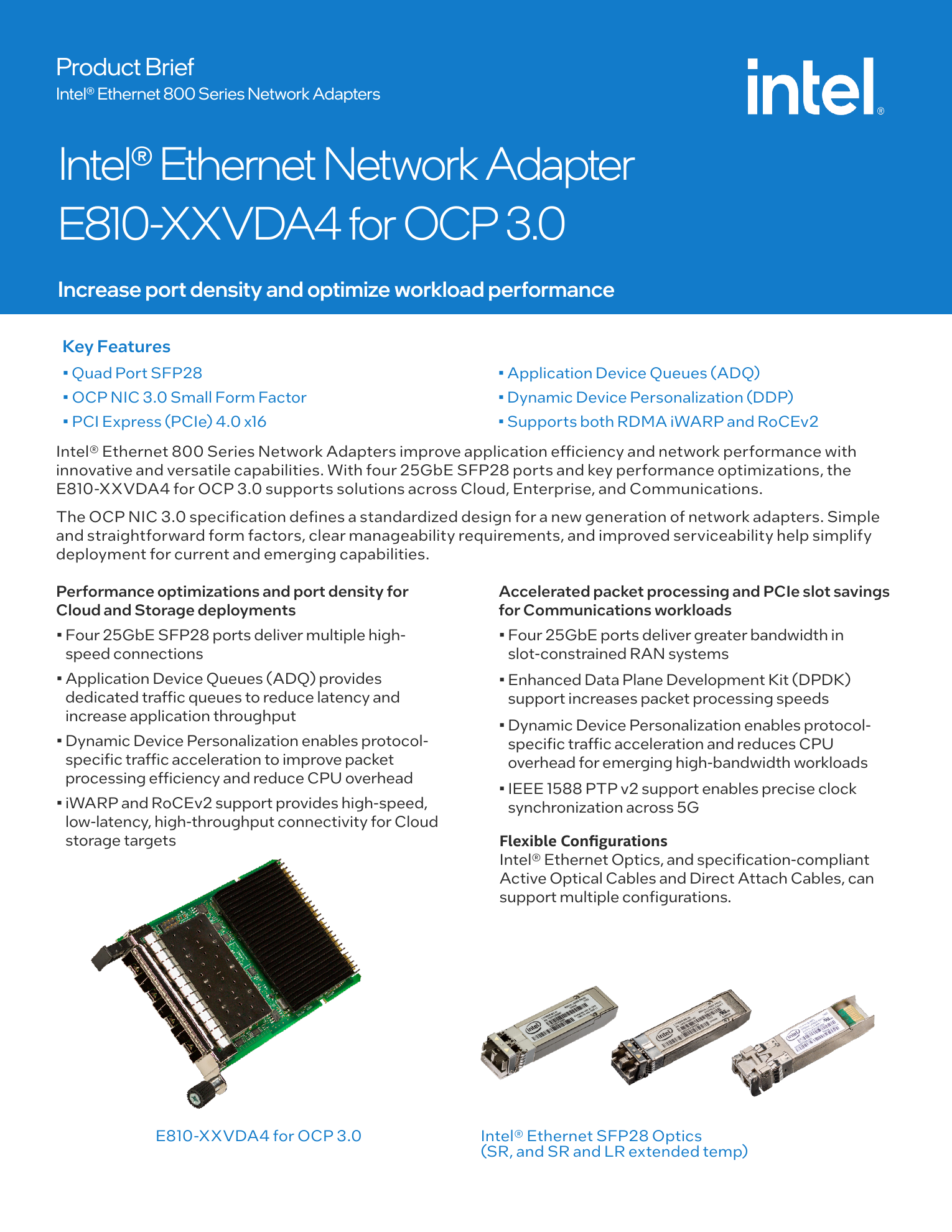 Intel Networking E810XXVDA4OCPV3 Ethernet Network Adapter E810-XXVDA4...