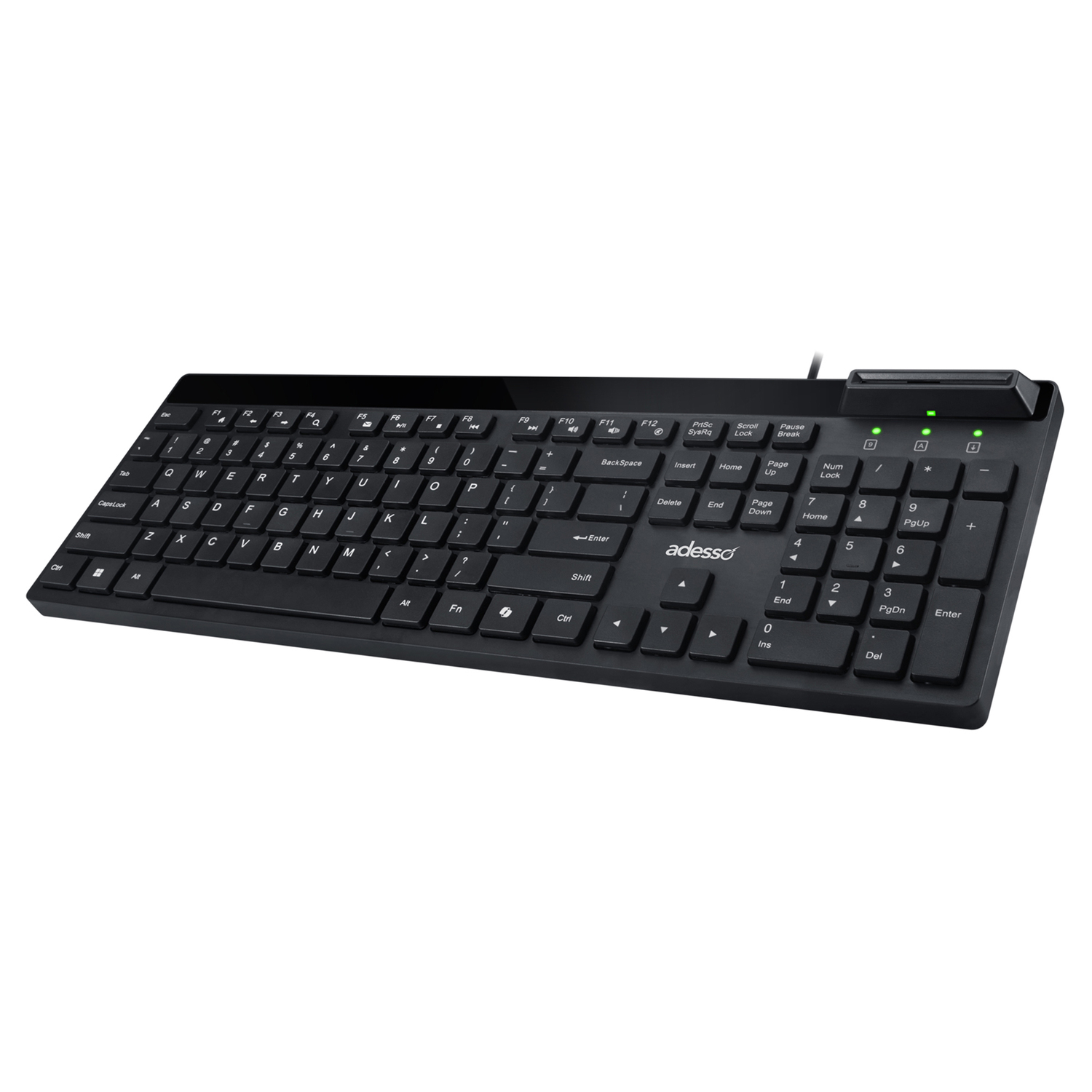 Adesso AKB-140SB Wired USB Desktop Keyboard with Smart Card Reader, F...