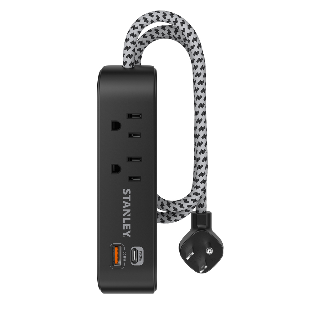 STANLEY 33255 2-AC Outlet 2-USB Port 300-Joules SurgeMax Surge Protec...