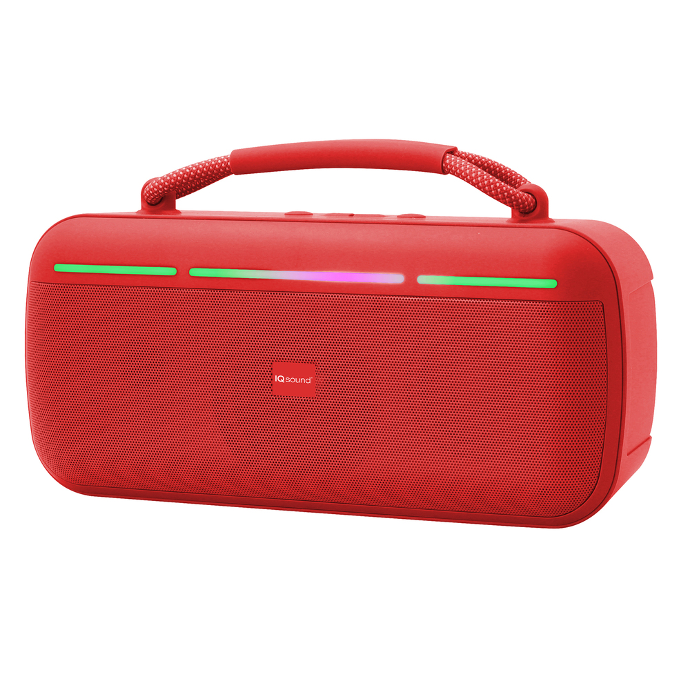 IQ Sound IQ-3521RGB RED 15-Watt-RMS Halo Glow Portable Bluetooth Rech...