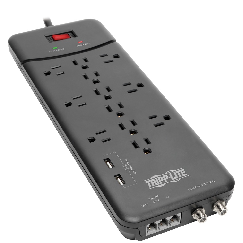 Tripp Lite by Eaton TLP128TTUSBB 12-AC Outlet, 2-USB Port, Telco, and...