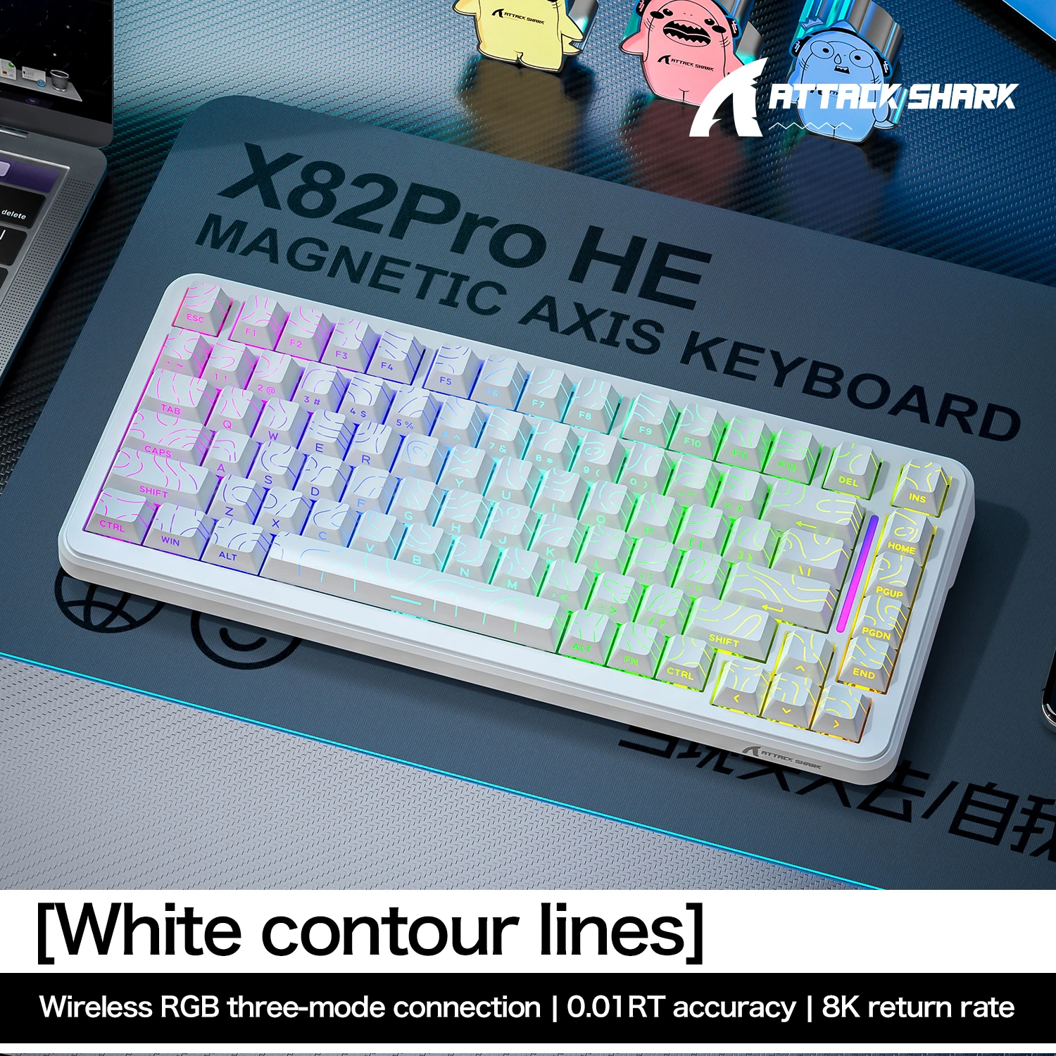 Wireless Magnetic Keyboard ATTACK SHARK X82Pro HE Wired 8K 0.01mm Esp...
