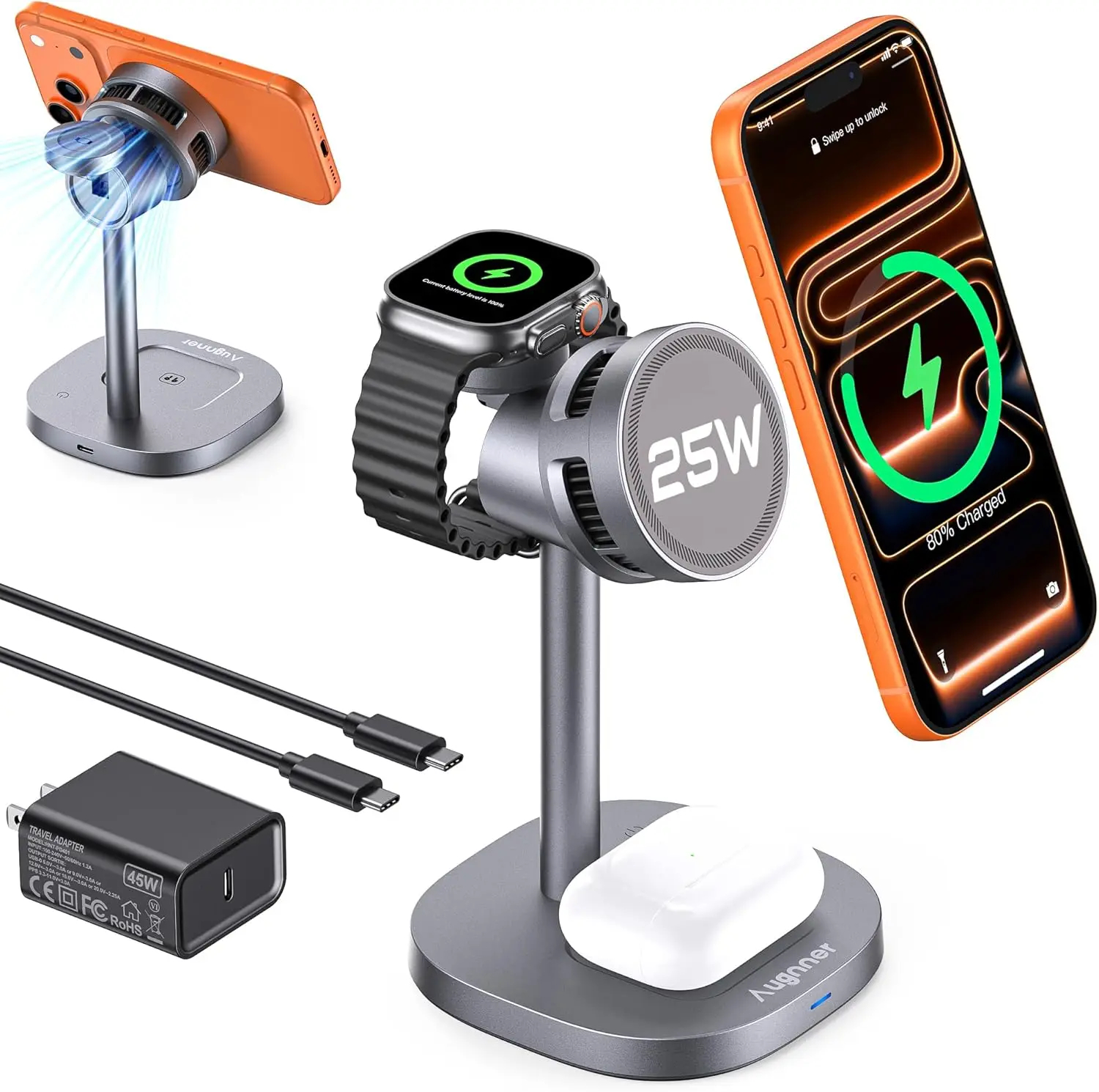3-in-1 Wireless Charging Station with 25W Qi2.2 Fast Magnetic Charger...