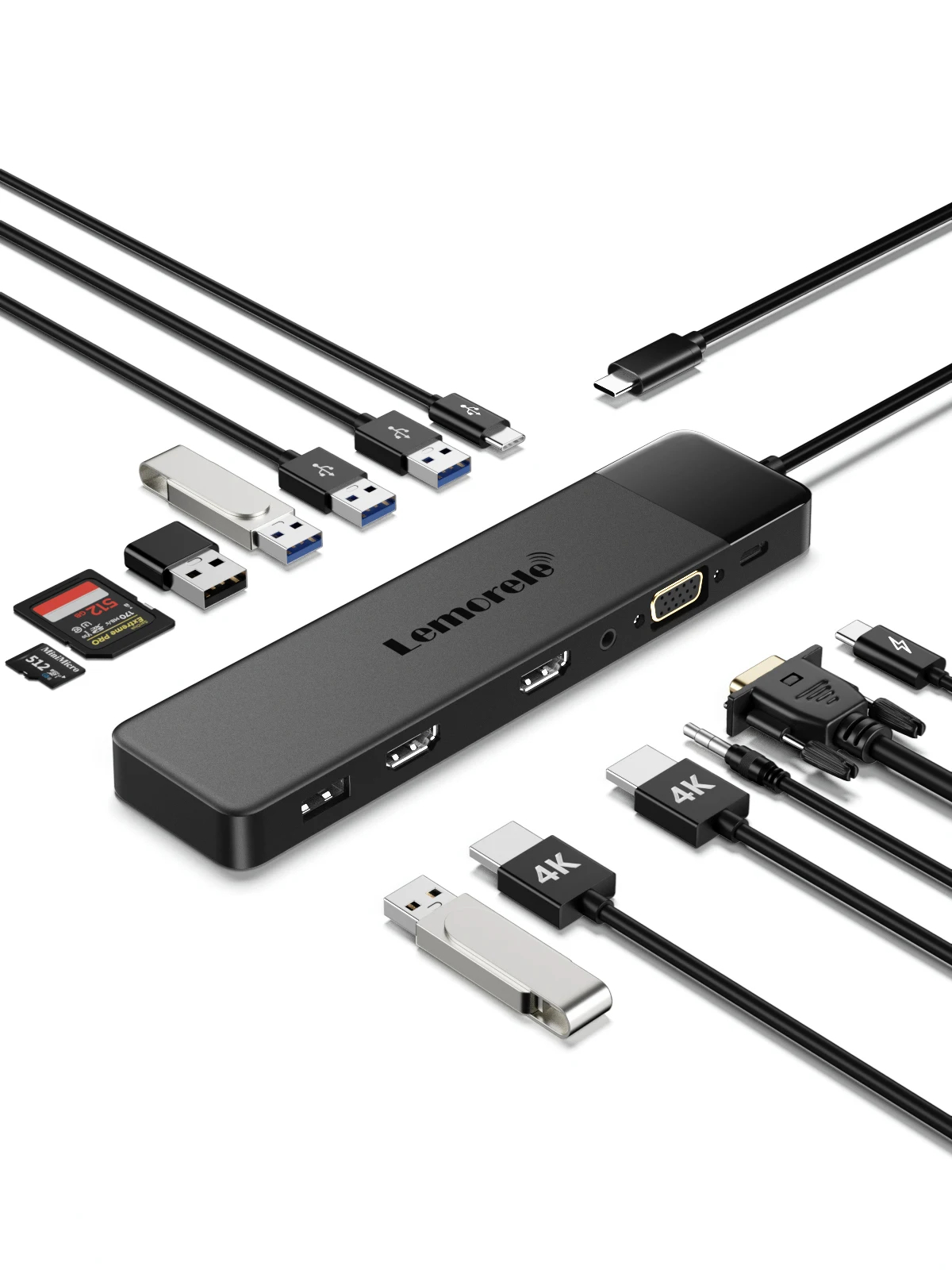 Lemorele 13Ports USB Hub Type C Hub USB Docking Station Dual HDMI 4K3...