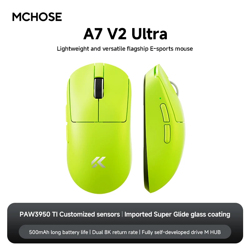 MCHOSE A7 V2 Lightweight Wireless Gaming Mouse Dual8000Hz Polling Rat...