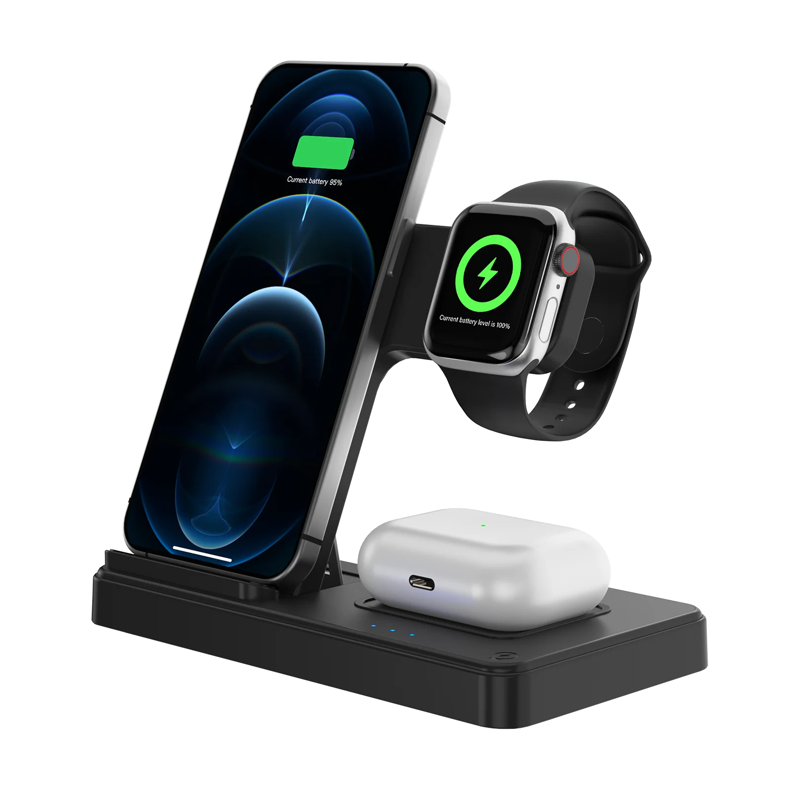 3-in-1 Foldable Magnetic Charging Station for iPhone Apple Watch and ...