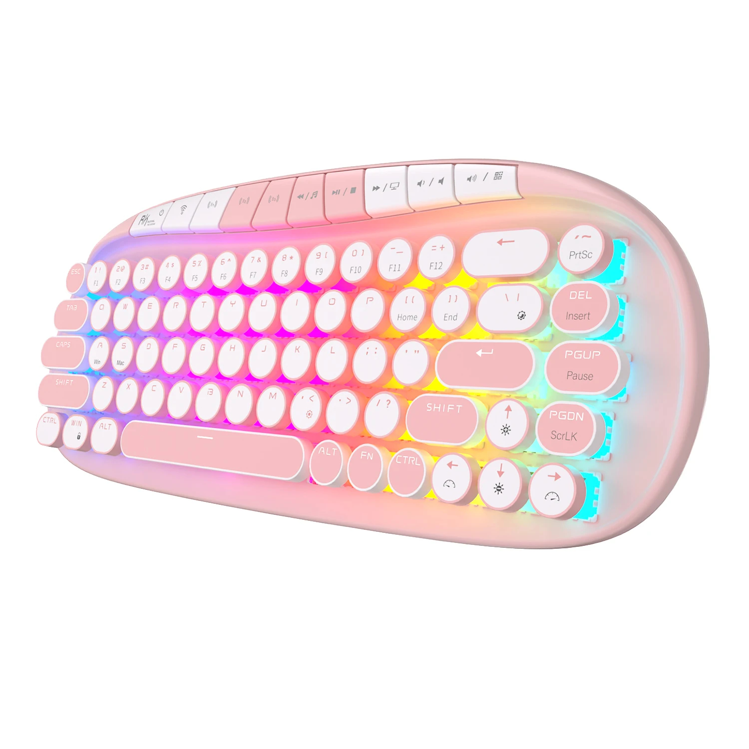 RK ROYAL KLUDGE ROUND Retro Punk Mechanical Keyboard 2.4G Wireless Bl...