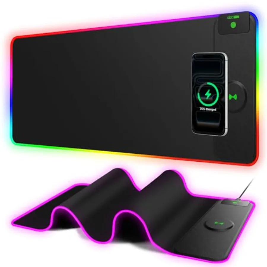 RGB Gaming Mouse Pad with 15W Magnetic Wireless Charger, 31.5'' x 11....