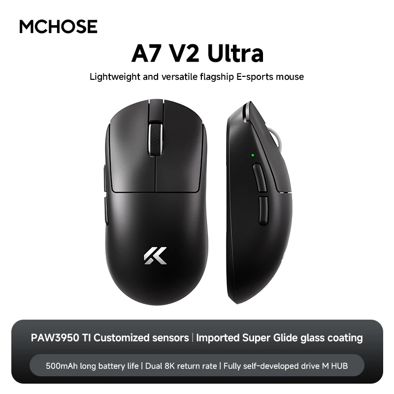 MCHOSE A7 V2 Lightweight Wireless Gaming Mouse Dual8000Hz Polling Rat...