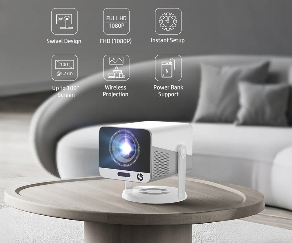 HP Projector MC425 1080P FHD Android 14 with Dual Wifi6 & BT5.4 Allwi...