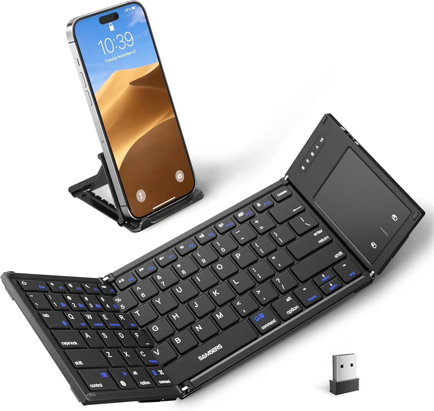 Foldable Bluetooth Keyboard with Touchpad, Dual-Mode Wireless for iOS...