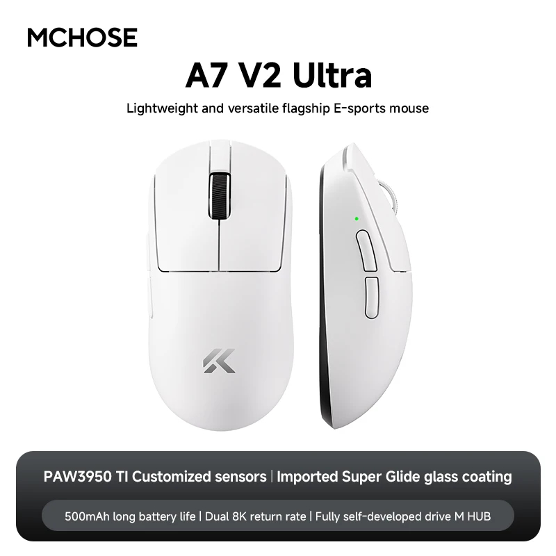 MCHOSE A7 V2 Lightweight Wireless Gaming Mouse Dual8000Hz Polling Rat...