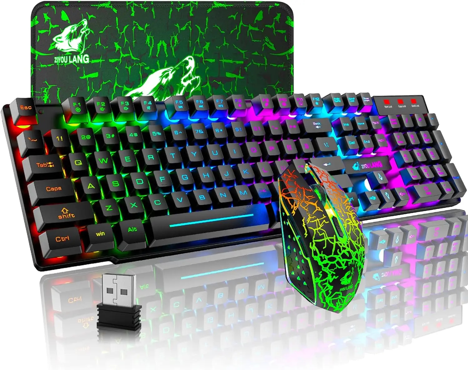 MAMBASNAKE x ZIYOU LANG T3 Wireless Gaming Keyboard and Mouse Combo R...