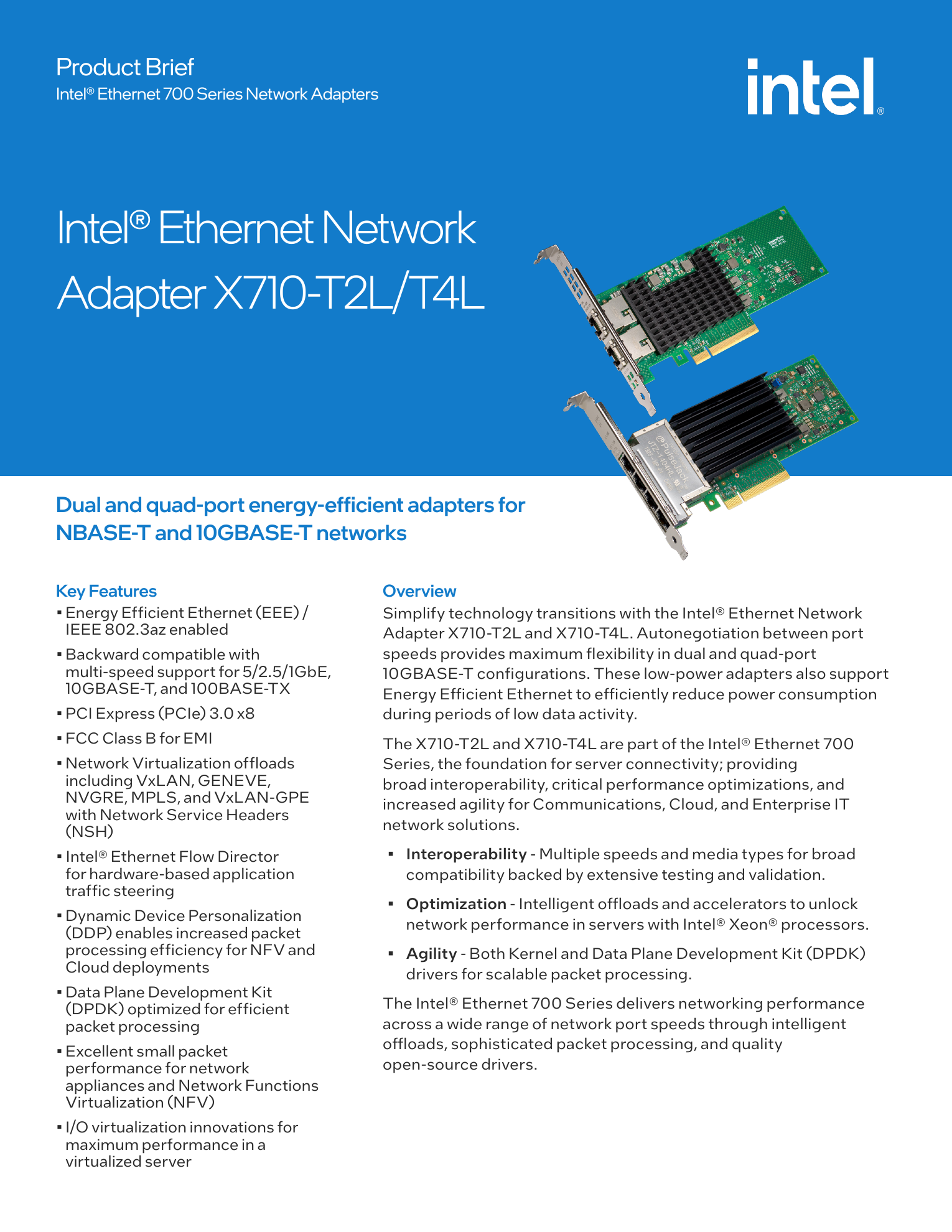 Intel Network Card X710T2L Ethernet Network Adapter X710-T2L Retail