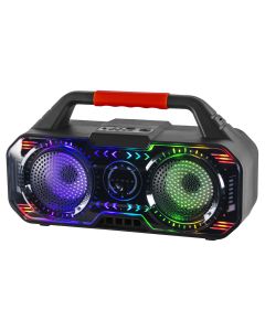 RCA Beat-4 6-Watt BEAT-4 Portable Bluetooth Boom Box, TWS, Dual Drivers, RGB Lights, USB/microSD Card, FM Radio, up to 6 Hours Play Time
