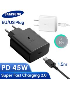 Original Samsung Charger 45w Super Fast Charge EU US Adapter USB C Samsung Galaxy S25 FE S25 S24 Ultra Plus S22 S23 A56 A54 A52s