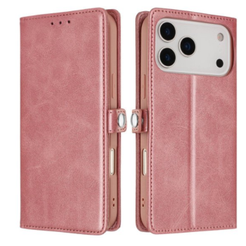 Card Holder Slot & Foldable Front Cover – Elegant Protection for Apple iPhone 17 Pro Max (Rose Gold)