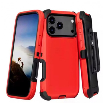 Case with Belt Clip for Apple iPhone 17 Pro Max (Red Black)