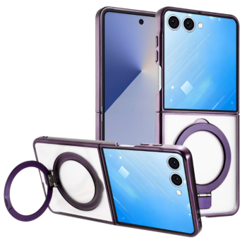 Case with Magnetic Kickstand Ring for Samsung Galaxy Z Flip 7 (Purple)