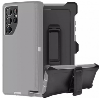 Case with Clip for Samsung Galaxy S25 Ultra 5G (Gray / White)