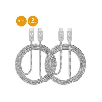 SIIG Cable CB-US0L11-S1 3.3ft Zinc Alloy USB-C to USB-C Charging Sync Braided cable Brown Box