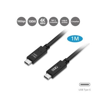 SIIG Cable CB-TC0F11-S1 USB 3.1 Type-C Gen 2 Cable 100W 1M 10Gbps Brown Box