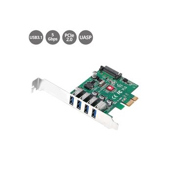 SIIG Controller card JU-P40A11-S1 Display Port SuperSpeed USB3.0 4-Port PCI Express Host Card Brown Box