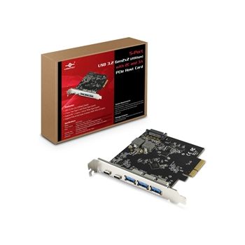 Vantec Controller Card UGT-PC3A2C 5Port USB3.2 Gen2x2 (20Gbps) With 2C And 3A PCIe Host Card Retail