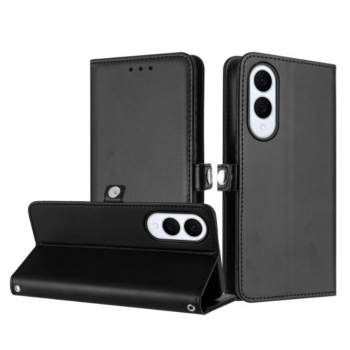 Case with Card Holder Slots and Wrist Strap for Samsung Galaxy S25 Edge (Black)