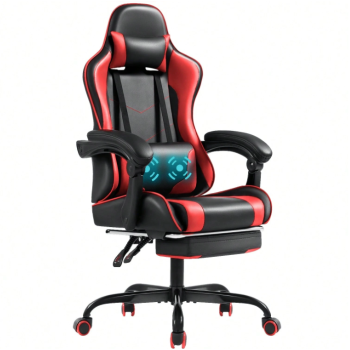 Furmax High Back Massage Gaming Chair With Footrest PU Carbon Fiber Leather Racing