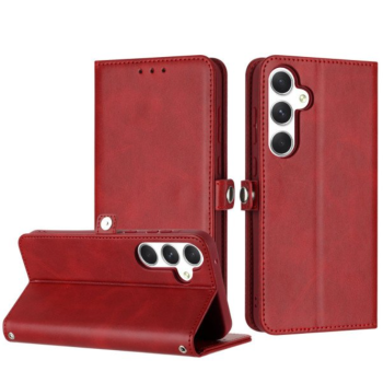 Case with Card Holder Slots and Wrist Strap for Samsung Galaxy A35 5G (Red)