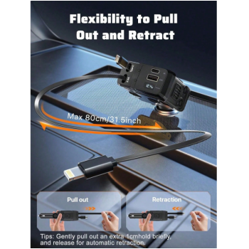 W&O Automotive Charger With Industrial Design, Ultra-Rapid 120W Vehicle Power Adapter Featuring