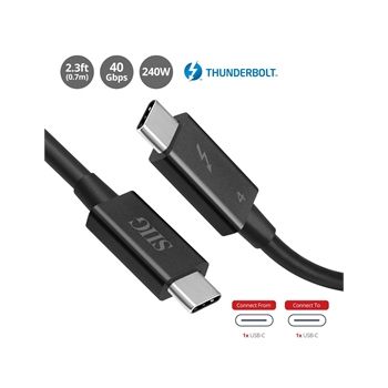 SIIG Cable CB-TB0211-S1 Thunderbolt 4 USB C to USB C Cable 2.3ft(0.7M) Brown Box