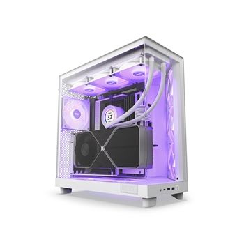 NZXT Case CC-H61FW-R1 H6 FLOW RGB Mid-Tower Tempered Glass White Retail