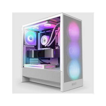 NZXT Case CC-H52FW-R1 H5 FLOW RGB Mid Tower Ultra-Clear Temper Glass White Ratail
