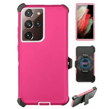 Case with Clip for Samsung Galaxy S24 Ultra 5G (Pink/White)