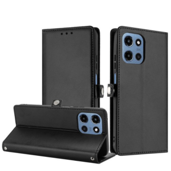 Case with Card Holder Slots and Wrist Strap for Motorola Moto G 5G 2025 (Black)