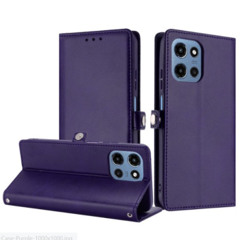 Case with Card Holder Slots and Wrist Strap for Motorola Moto G 5G 2025 (Purple)