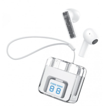 Wireless Earphones With Digital Battery Display and Carrying Strap F08 for Universal Cell Phone And Bluetooth Device (White)