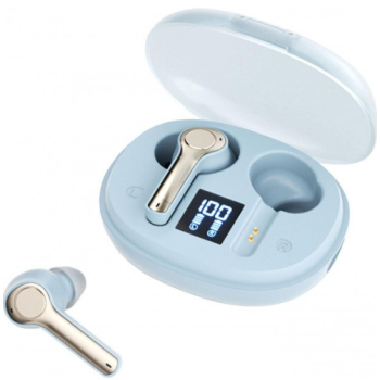 TWS Bluetooth Headphones with Advanced Battery Display TC31 for Universal Cell Phone And Bluetooth Device (Light Blue)