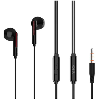 Earphones with Microphone 3.5mm Aux Auxiliary Cable (Black)