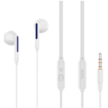 Earphones with Microphone 3.5mm Aux Auxiliary Cable (White)