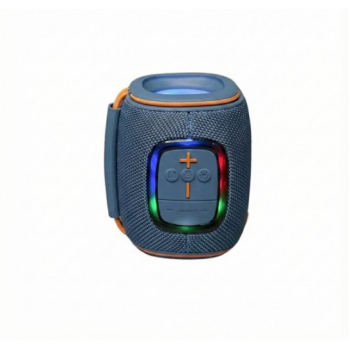 Bluetooth Drum-Style Speaker with LED Lights and FM Radio, Portable, Loud Sound JC600 (Blue)