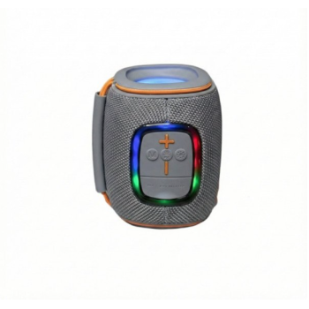Bluetooth Drum-Style Speaker with LED Lights and FM Radio, Portable, Loud Sound JC600 (Gray)